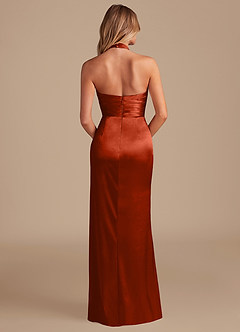Azazie Jemma Bridesmaid Dresses Paprika Sheath Pleated Metallic Satin Dress image7