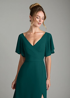 Azazie Ambrosia Bridesmaid Dresses Peacock A-Line Pleated Chiffon Dress image3