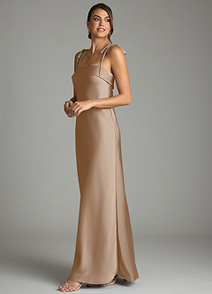 Azazie Ellia Brudtärnklänningar Klä av Tubklänning i Stretch Satin Rosett Taupe image4