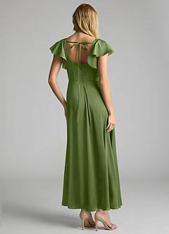 Azazie Bondi Brautjungfernkleider A-Linie Gestreift Stretch-Satin Kleid Wacholder image3