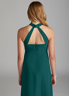 Azazie Clarice Junior Peacock A-Line Side Slit Chiffon Dress image6