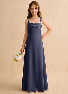 Azazie Mirabella Girls Formal vestidos de niña de las flores Vestido Tormenta de Satén Elástico de Recto con Escote corazón image5