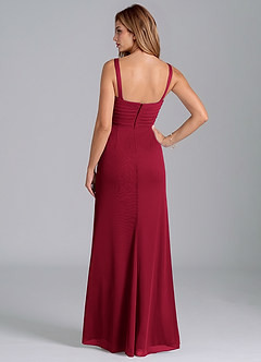Azazie Micky Bridesmaid Dresses Burgundy A-Line Pleated Mesh Dress image6