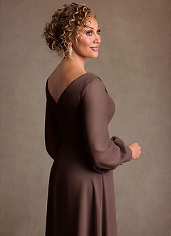 Azazie Paterson Klänningar till brudens mor Klä A-Line i Chiffong Plisserad Ganache image7