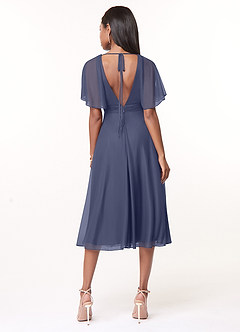 Azazie Tinsley Robes de demoiselle d'honneur Robe Trapèze en Maille Plissée Bleu Orageux image2