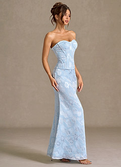 Mireya Azul Pálido Vestido de fiesta de dos piezas con corsé image4