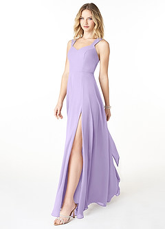 Azazie Julie Bridesmaid Dresses Lilac A-Line Sweetheart Neckline Chiffon Dress image3