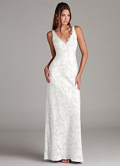 Azazie Tianna Brudepigekjoler Skede Blonder Blomsterudbrændthed Gulv-længde Kjole image3