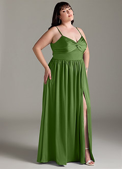 Azazie Zeya Koszorúslány ruhák Sorba áll Rakott Stretch szatén Padlóhosszúság Ruha image11