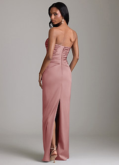 Azazie Sonora Suknie dla druhen Osłona Bez ramiączek Satyna elastyczna Do ziemi Sukienka image7