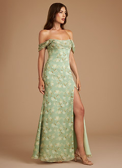 Azazie Saige Bridesmaid Dresses Agave Bloom Floral A-Line Off the Shoulder Bloom Convertible Dress image4