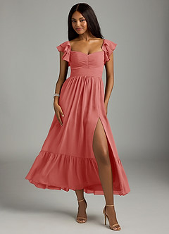 Azazie Anaya Brautjungfernkleider Eine Linie Herzausschnitt Chiffon Kleid Antike Rose image1