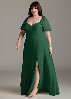 Azazie Chloe Bridesmaid Dresses Dark Green A-Line Sweetheart Neckline Chiffon Dress image11