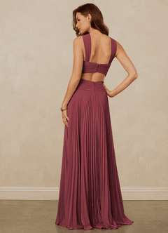 Christian Siriano Bridal for Azazie 1009 Bridesmaid Dresses Merlot A-Line Pleated Chiffon Dress image4