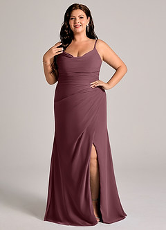 Azazie Deandra Bridesmaid Dresses Sangria Mermaid Pleated Chiffon Dress image7