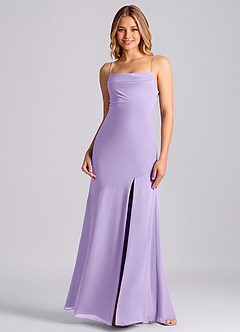 Azazie Grata 신부 들러리 드레스 인어 주름진 쉬폰 바닥 길이 드레스 image3