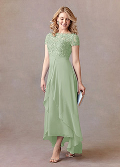 Azazie Mamie Mère de la mariée Robes Robe Trapèze en Mousseline de soie Dentelle Vert Sauge image2