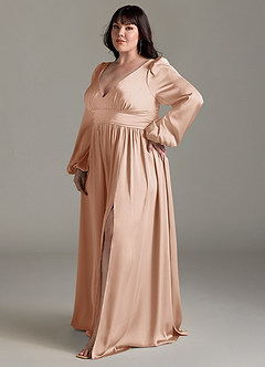 Azazie Norah Brautjungfernkleider A-Linie Stretch-Satin Kleid Englisches Rosa image11