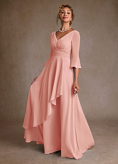 Azazie Eire Mère de la mariée Robes Robe Trapèze en Mousseline de soie Plissée Rosette image3