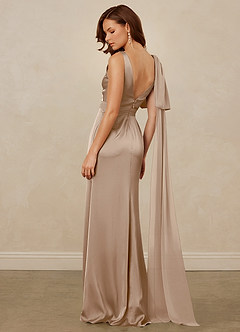 Christian Siriano Bridal for Azazie 1011 Brautjungfernkleider Meerjungfrau-Linie Schleifen Stretch-Satin Kleid Taupe image9