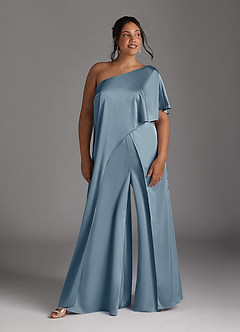 Azazie Hagretta Mother of the Bride Dresses Dusty Blue Jumpsuit/Pantsuit Stretch Satin Dress image9