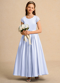 Azazie Bunny Junior Formal Robe Demoiselle D'honneur Fillette Robe Princesse en Dentelle Lavande image3