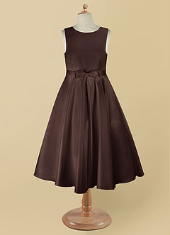 Azazie Coco Flower Girl Dresses Ganache A-Line Bow Matte Satin Dress image8