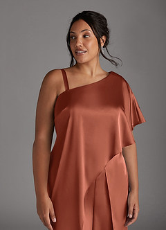 Azazie Hagretta Klänningar till brudens mor Klänning Jumpsuit/byxdräkt i Stretch Satin Lera image12