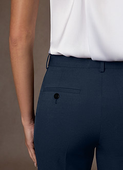 front Whitney Dark Navy Structured Stretch Cropped Dress Pants
