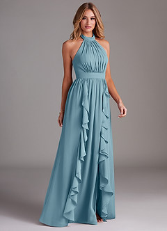Azazie Avary Abiti da Damigella Abito A-Line in Chiffon Plissettato Blu Lunatico image5