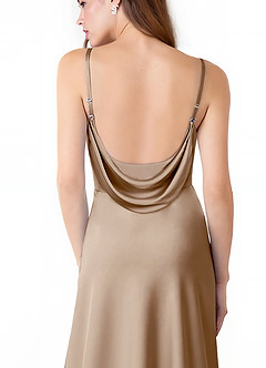 Azazie Alaija Bridesmaid Dresses Taupe Mermaid Side Slit Stretch Satin Dress image6