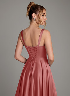 Azazie Azaria Bridesmaid Dresses Antique Rose A-Line Corset Stretch Satin Dress image2