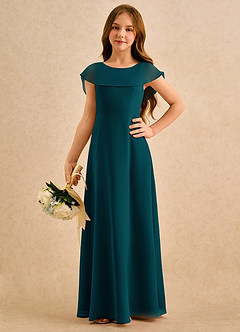 Azazie Kittie Girls Formal Flower Girl Klänningar Klä A-Line i Chiffong image5