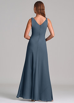 Azazie Nerine Brudtärnklänningar Klä av A-Linje i Chiffong Plisserad Neptunus image5