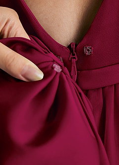 Azazie Megallie Flower Girl Dresses Burgundy A-Line Bow Tulle Dress image6