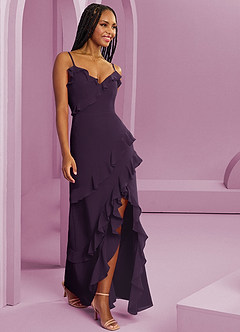 Barbie ♥ Azazie Bridesmaid Dresses Plum Sheath Chiffon Dress image10