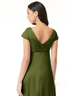 Azazie Allessia Maternity Bridesmaid Dresses A-Line Pleated Stretch Satin Floor-Length Dress image7