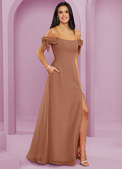 Barbie ♥ Azazie Bridesmaid Dresses Bronzer A-Line Off the Shoulder Chiffon Convertible Dress image4