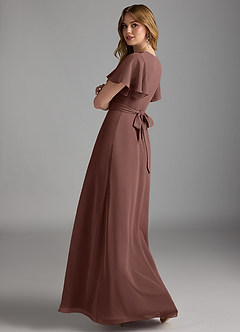 Azazie Zaniah Bridesmaid Dresses Espresso A-Line Chiffon Dress image7