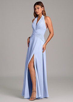 Azazie Elizabeth Bridesmaid Dresses Ice A-Line Pleated Chiffon Dress image4