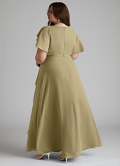 Azazie Aaliyah Abiti da damigella modesti Abito A-Line con Scollo a U a Pieghe Chiffon Floor-Length image9