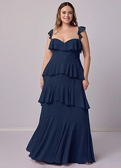 Barbie ♥ Azazie Bridesmaid Dresses Dark Navy A-Line Sweetheart Neckline Chiffon Dress image8