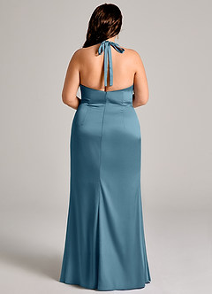 Azazie Valerie Vestidos de damas de honor Vestido de Bermudas de Satén Elástico de Corte Sirena con Plisado image12