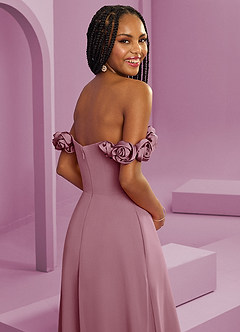 Barbie ♥ Azazie Bridesmaid Dresses Vintage Mauve A-Line Off the Shoulder Chiffon Convertible Dress image2