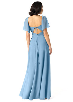 Azazie Chloe Bridesmaid Dresses Steel Blue A-Line Sweetheart Neckline Chiffon Dress image2