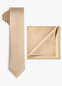 front Stretch Satin Skinny Tie and Pocket Square Set