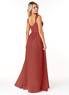 Azazie Cleobella Brautjungfernkleider A-Linie Herzchen Spitze Chiffon Kleid Terrakotta image5