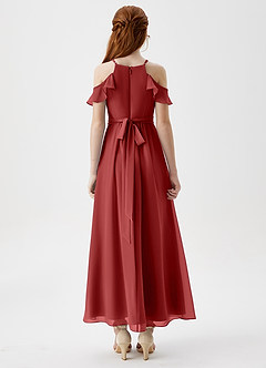 Azazie Chaya Junior Rust A-Line Off the Shoulder Chiffon Dress image2