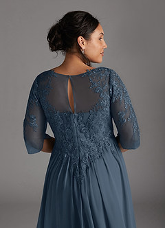Azazie Mirielle Brudens mor kjoler A-Line Scoop Blonde Chiffon Gulv-længde Kjole image11