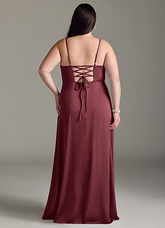 Azazie Marchella Abiti da Damigella Abito A-Line in Raso Elasticizzato Corsetto Merlot image8